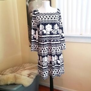 Trully black & white graphic print dress size 18